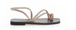 Tsoukalas Sandale aurii lucrate manual din piele regenerată, cu barete și sclipici și design cu inel