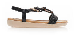 Tsoukalas Sandale negre din imitație de piele cu căpută cu design cu împletitură cu barete multiple și ornamente din os