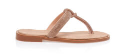 Tsoukalas Sandale bronze lucrate manual din piele regenerată cu baretă între degete și căpută cu strasuri