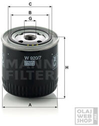  Mann-Filter olajszűrő W 920/7