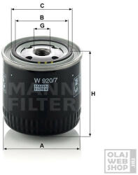 Mann-Filter olajszűrő W920/7