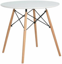  Étkezőasztal, fehér/matt/bükk, átmérő 120 cm, DEMIN (0000256707)