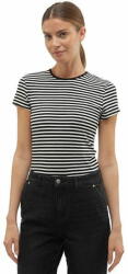 VERO MODA Női póló VMINES Tight Fit 10300882 Black/Snow White (Méret S)