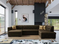 Veneti SKAGEN U-alakú kanapé mindennapi alváshoz - sötétbarna, bal sarok