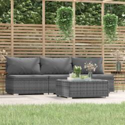 vidaXL Set mobilier de grădină cu perne, 4 piese, gri, poliratan (317518) - comfy