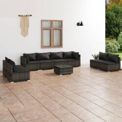 vidaXL Set mobilier de grădină cu perne, 9 piese, gri, poliratan (3102261) - comfy