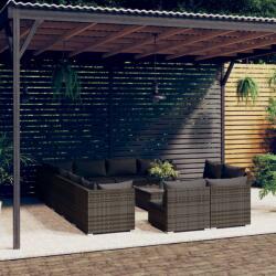 vidaXL Set mobilier de grădină cu perne, 13 piese, gri, poliratan (3102853) - comfy