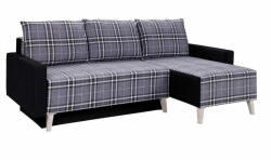 Veneti MURIEL kárpitozott kinyitható kanapé tárolóhellyel - fehér / fekete