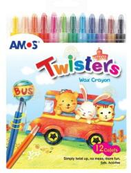 Pelikan Creioane colorate cerate Amos 12 culori Twister (AMRC12PST)