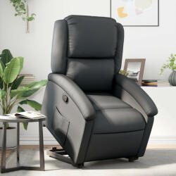 vidaXL fekete valódi bőr felállást segítő dönthető fotel (3204262)
