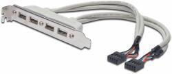 ASSMANN USB Slot Bracket cable, 4x type A-2x10pin IDC F/F, 0.25m, USB 2.0 compatibel, be (AK-300304-002-E)