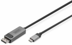 ASSMANN 8K@30Hz. USB Type C to DP, adapter cable HBR3, Alu Housing, Black 2m (DB-300334-020-S) (DB-300334-020-S)