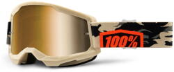 100% Motocross szemüveg 100% Strata 2 Mirror Kombat bézs-narancssárga, True arany plexi