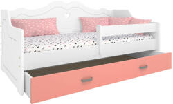 Komfortéka Mickey fenyő gyerekágy Lilia/Fehér/rózsaszín fiókkal