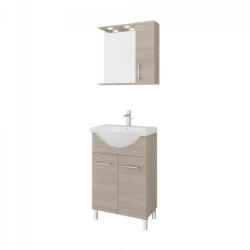 Savinidue Rubino 55cm-es két ajtós fürdőszobaszekrény polccal füstölt tölgy + mosdó - smartbutor
