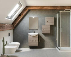 Savinidue Zaffiro 55cm-es két ajtós fürdőszobaszekrény füstölt tölgy + mosdó - smartbutor