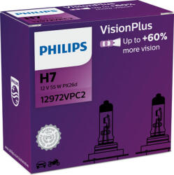 Philips Set 2 Becuri Far H7 55W 12V Vision Plus (Cutie) Philips (CO12972VPC2)