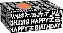 Stewo ajándékdoboz A4, fekete, fehér, Happy Birthday, Forby (4) (2551533598)