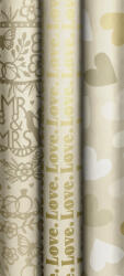  Stewo tekercses csomagolópapír (70x200 cm) 3-féle, natúr, arany színek, esküvői, (4) (2528158099)