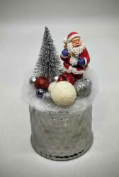 Beauty Nails Télapó - ezüst-fehér-piros gömbökkel - karácsonyi asztaldísz - ezüst henger kaspóban - 9