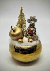 Beauty Nails Egér király - karácsonyi asztaldísz - kis arany gömb kaspóban - 5