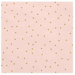 PartyDeco Szalvéta 33x33cm 20db Rózsaszín, arany pöttyös, konfettis (LUFI611066)