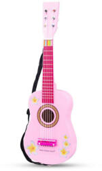 New Classic Toys Chitara roz cu flori (NC0348) - drool Instrument muzical de jucarie