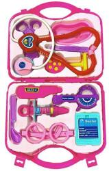 Teno Set Trusa Medicala Asistenta Doctor Teno®, joc de rol, 11 accesorii si cutie penntru depozitare, 37.5 x 21 cm, roz inchis