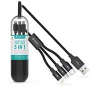 DEVIA ST331121 1, 2m 3in1 USB A - Type-C/Lightning/microUSB fekete töltőkábel (ST331121)