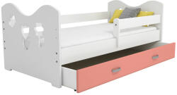Komfortéka Mickey fenyő gyerekágy B2/Fehér/rózsaszín fiókkal