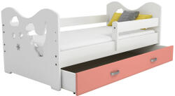 Komfortéka Mickey fenyő gyerekágy B3/Fehér/rózsaszín fiókkal