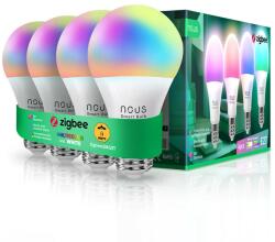 Nous Pachet 4x Bec LED Nous P3Z Smart ZigBee RGB Bulb A60, 9W, 810lm, E27, Clasa F, compatibil Home Assistant prin ZigBee2mqtt, ZHA (P3Z-4P)