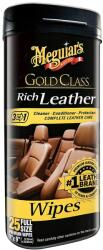 Meguiar's Gold Class Rich Leather Nedves törlőkendők bőr tisztítására és karbantartására, 25 db, 18x23 cm (G10900MG)