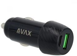 Avax CC303B CARLY 38W Autós töltő USB A (QC)+Type C (PD) fekete (CC303B)