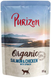 Purizon 12x85g Purizon Organic Lazac, csirke & spenót nedves macskatáp