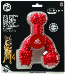 Tasty Bone - Os de nylon trio cub pentru câini de talie mare - Carne de vită (820087)