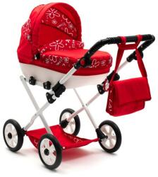 New Baby - Cărucior confortabil pentru păpuși și bebeluși Flori roșii alb (8596164117637)