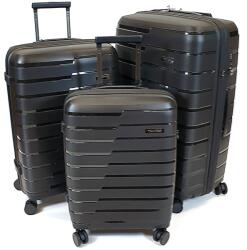 TOUAREG TP négykerekű fekete bőröndszett-3db TP- S, M, L szett-fekete
