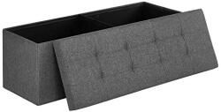 SONGMICS Összecsukható vászon tárolópuff, sötétszürke 110x38x38cm (LSF77KV1) - deco24