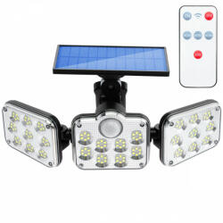 Masterled Napelemes reflektor lámpa 138x LED 10W 480lm Hideg IP65 mozgásérzékelő + Távirányító (LVTSOL0180)
