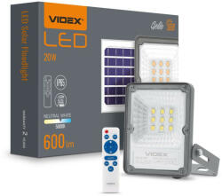 Videx Napelemes reflektor lámpa 9x LED 20W 600lm 5000K IP65 VIDEX Twilight érzékelő távirányítóval (VIDSOL0005)