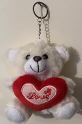  Kulcstartó - Plüss maci szívvel - Szerelmes meglepetés - Valentin napi ajándék (6732)