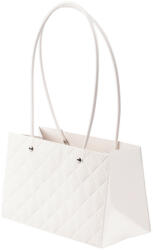 Valex Decor 10db. dombornyomott virág-ajándék táska 22(h) x 10.5(sz) x 13.5(m) cm - Fehér (EB1-01)