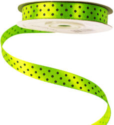 Valex Decor Fekete pöttyös szatén szalag 12mm x 20m - Teazöld (DRB12-77)