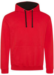 Just Hoods Kapucnis pulóver Just Hoods AWJH003, kontrasztos színű kapucni belsővel, Fire Red/Jet Black-L