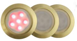 Landlite LED-GR01-3x0.5W , 3db-os matt arany földbe süllyesztett LED lámpa szett, piros fényű, IP44