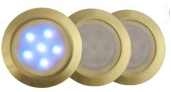 Landlite LED-GR01-3x0.5W , 3db-os matt arany földbe süllyesztett LED lámpa szett, kék fényű, IP44