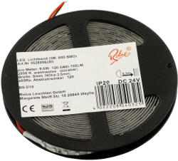 Landlite Rolux LED szalag, 9.6W/m, 780lm/m, 2800K, 120LED/m, 24V, IP20 (5m / tekercs)