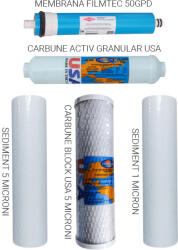 WTS Set filtre de schimb pentru sistemul de osmoza inversa cu membrana si filtre USA (WTS001ROUSA4GPD50)
