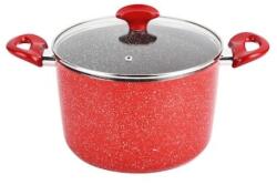 BOHMANN Cratita inalta 4.3 litri Bohmann rosie marmorata interior si exterior din aluminiu forjat, 24x13cm, Inductie, Rosu (BH 7357-13)